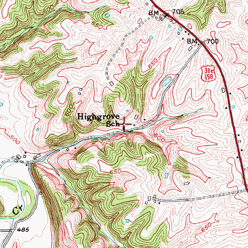 Topographic Map of Highgrove School, KY