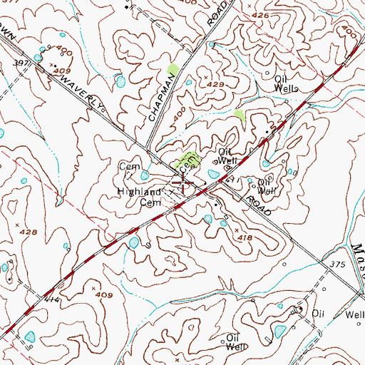 Topographic Map of Highland Cemetery, KY