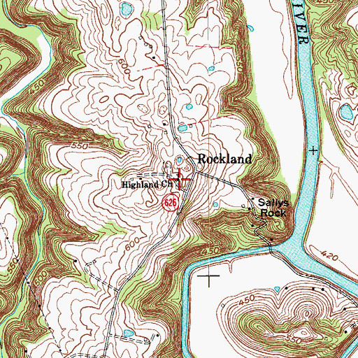 Topographic Map of Highland Baptist Church, KY
