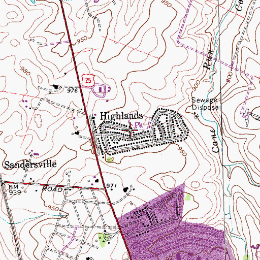 Topographic Map of Highlands, KY