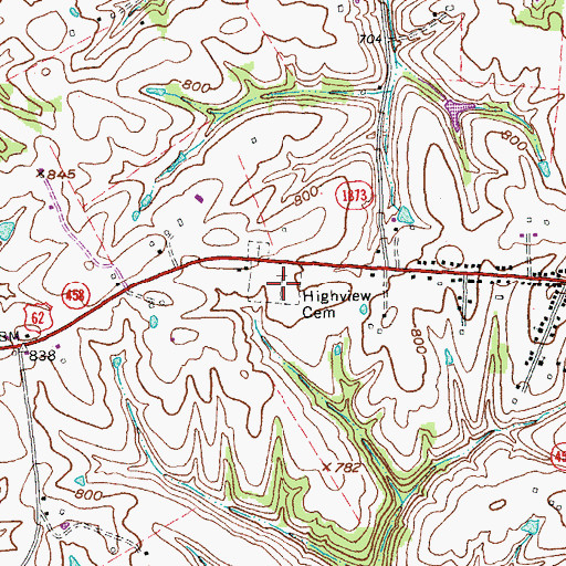 Topographic Map of Highview Cemetery, KY