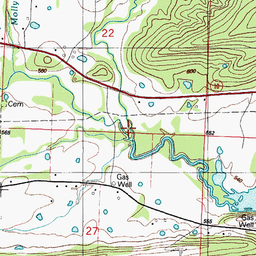 Topographic Map of Gin Creek, AR