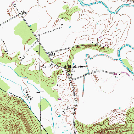 Topographic Map of Highview School, KY