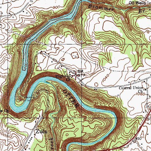 Topographic Map of Highway Church, KY