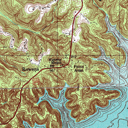 Topographic Map of Highway Mission, KY