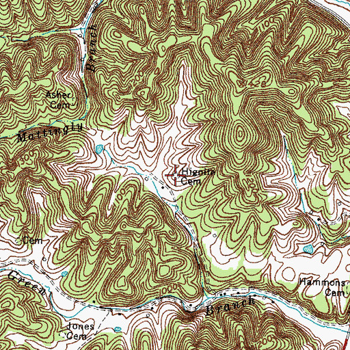 Topographic Map of Hignite Cemetery, KY