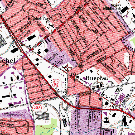 Topographic Map of Hikes School, KY