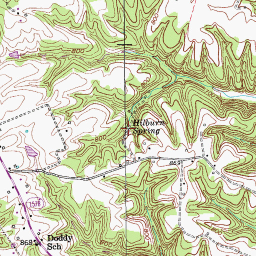 Topographic Map of Hilburn Spring, KY