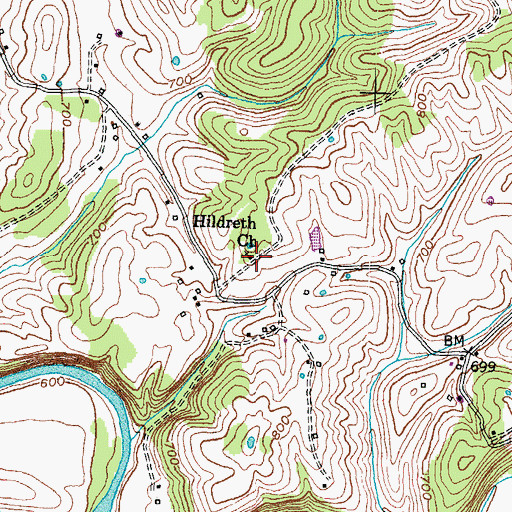 Topographic Map of Hildreth Church, KY