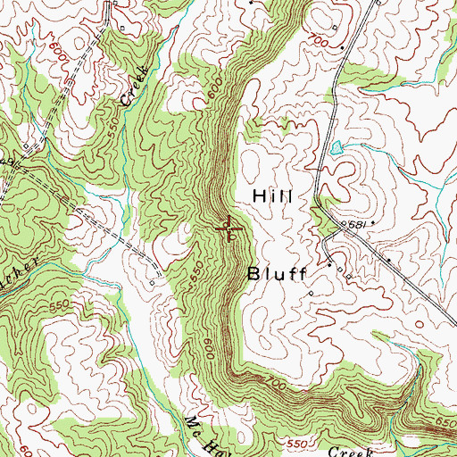 Topographic Map of Hill Bluff, KY