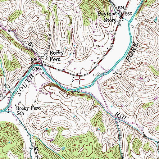 Topographic Map of Hill Branch, KY