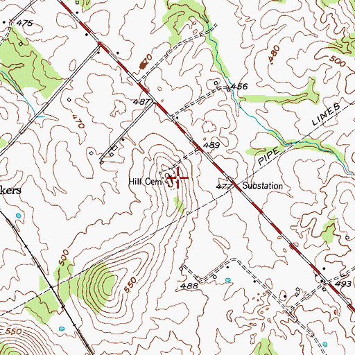 Topographic Map of Hill Cemetery, KY