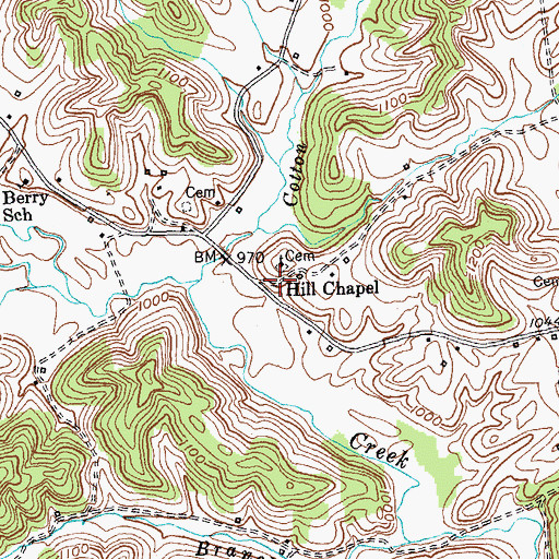Topographic Map of Hill Chapel, KY
