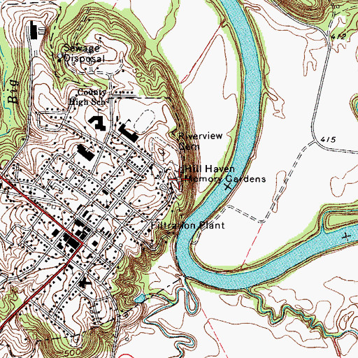 Topographic Map of Hill Haven Memory Gardens, KY