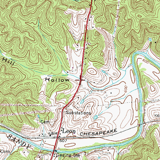 Topographic Map of Hill Hollow, KY