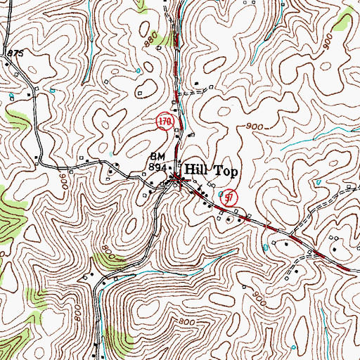 Topographic Map of Hill Top, KY