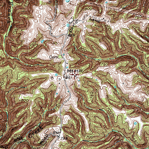 Topographic Map of Mount Hill, KY
