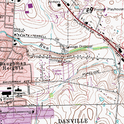 Topographic Map of Hilldale Cemetery, KY