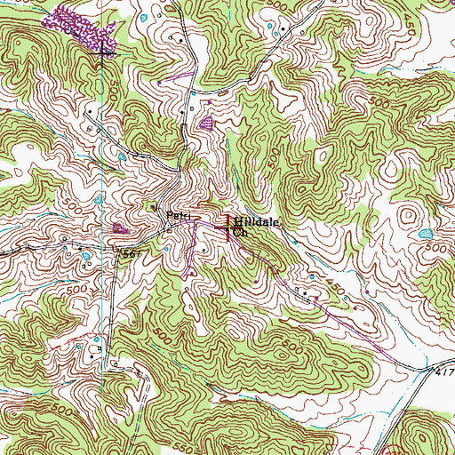 Topographic Map of Hilldale United Methodist Church, KY