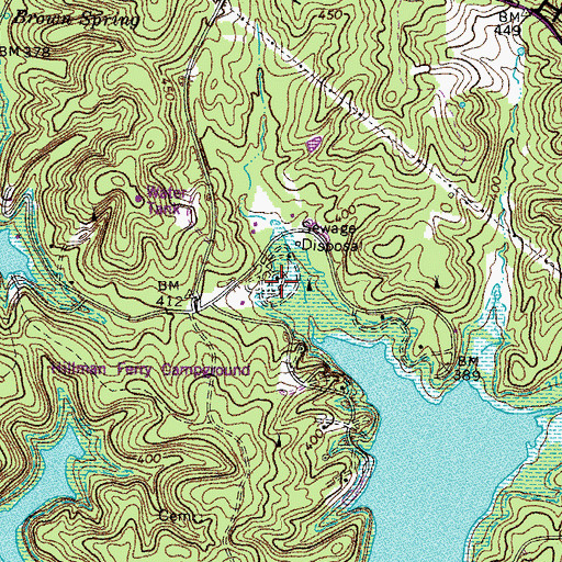 Topographic Map of Hillman Ferry Camping Area, KY