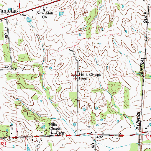 Topographic Map of Hills Chapel Cemetery, KY