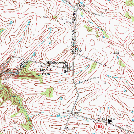 Topographic Map of Hillsborough Church, KY