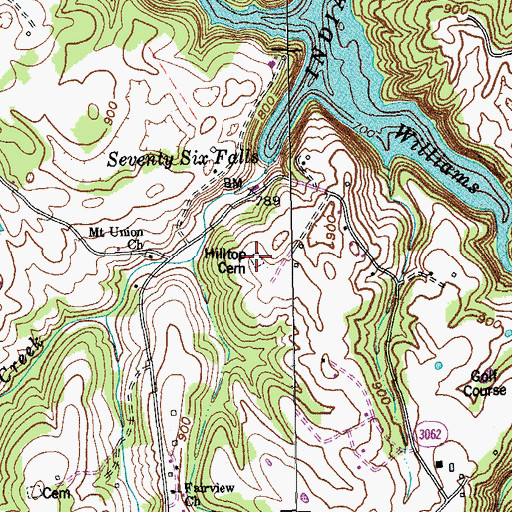 Topographic Map of Hilltop Cemetery, KY