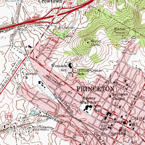 Topographic Map of Hilltop Center School, KY
