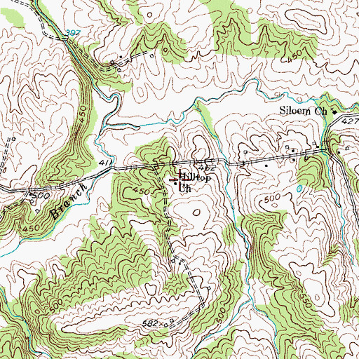 Topographic Map of Hilltop Church, KY