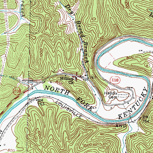 Topographic Map of Hilltop Church, KY