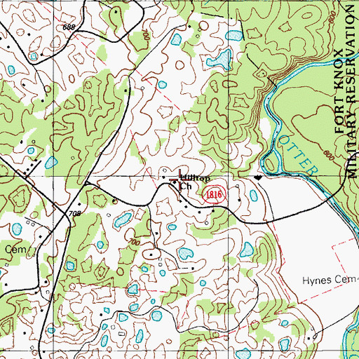 Topographic Map of Hilltop Church, KY