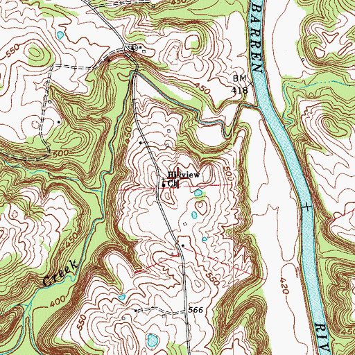 Topographic Map of Hillview Church, KY