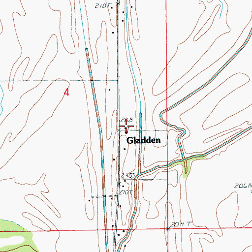 Topographic Map of Gladden Church, AR
