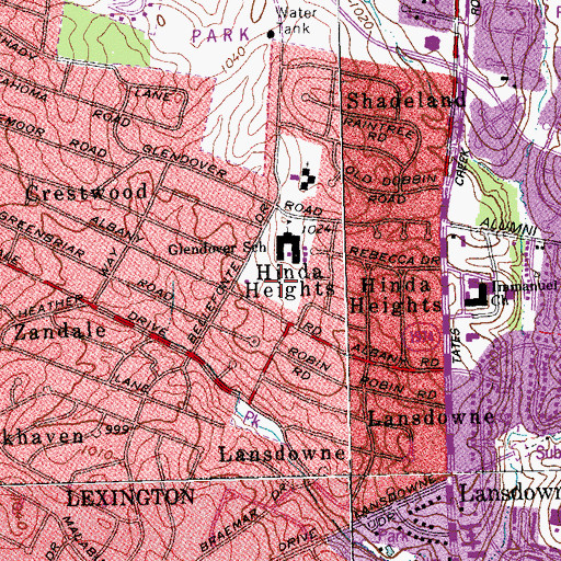 Topographic Map of Hinda Heights, KY