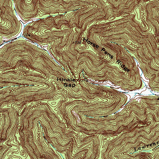 Topographic Map of Hinkle Gap, KY