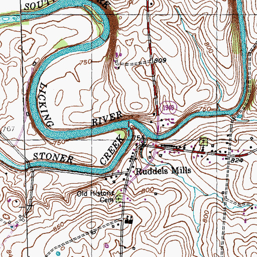 Topographic Map of Hinkston Creek, KY
