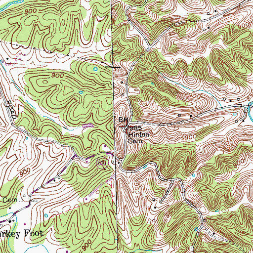 Topographic Map of Hinton Cemetery, KY