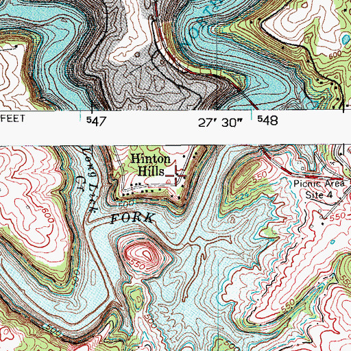 Topographic Map of Hinton Hills, KY