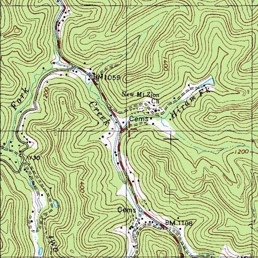 Topographic Map of Hiram Fork, KY