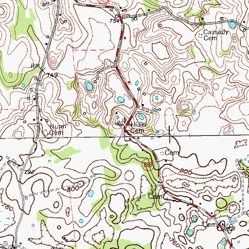 Topographic Map of Hiser Cemetery, KY