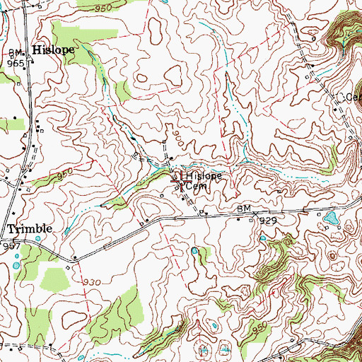 Topographic Map of Hislope Cemetery, KY