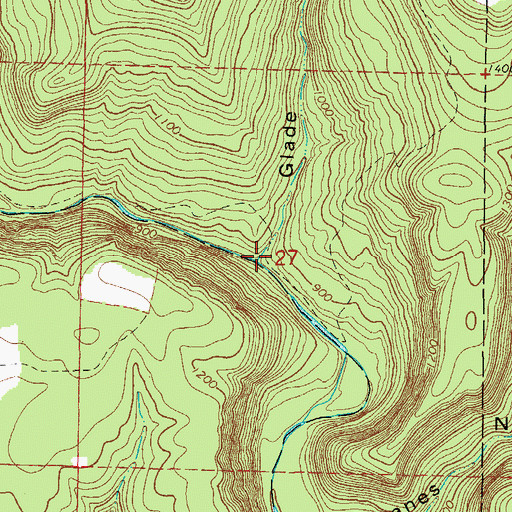 Topographic Map of Glade Hollow, AR
