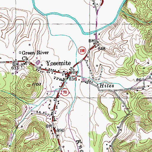 Topographic Map of Hites Creek, KY