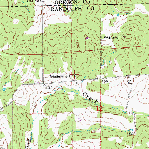 Topographic Map of Gladeville Church, AR