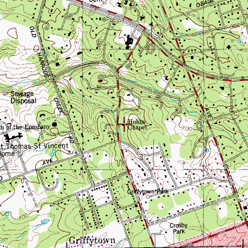 Topographic Map of Hobbs Chapel Memorial Methodist Church (historical), KY