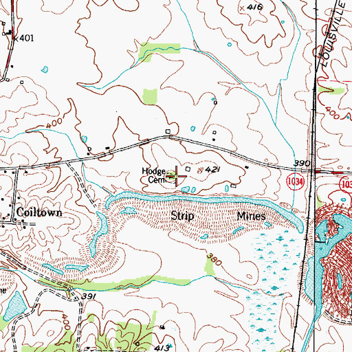 Topographic Map of Hodge Cemetery, KY
