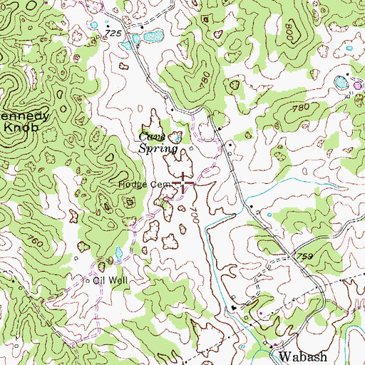Topographic Map of Hodge Cemetery, KY