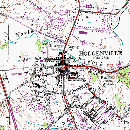 Topographic Map of Hodgenville, KY