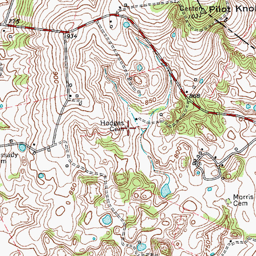 Topographic Map of Hodges Cemetery, KY