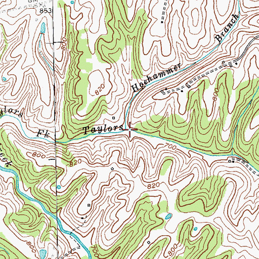 Topographic Map of Hoehammer Branch, KY